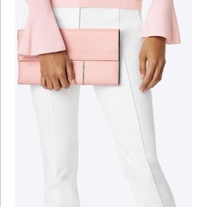 Tory Burch Block T Travel Clutch in Shell Pink